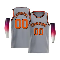 Gray Black-Orange Classic Bull Men Casual Basketball Jersey 1