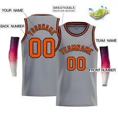 Gray Black-Orange Classic Bull Men Casual Basketball Jersey 2