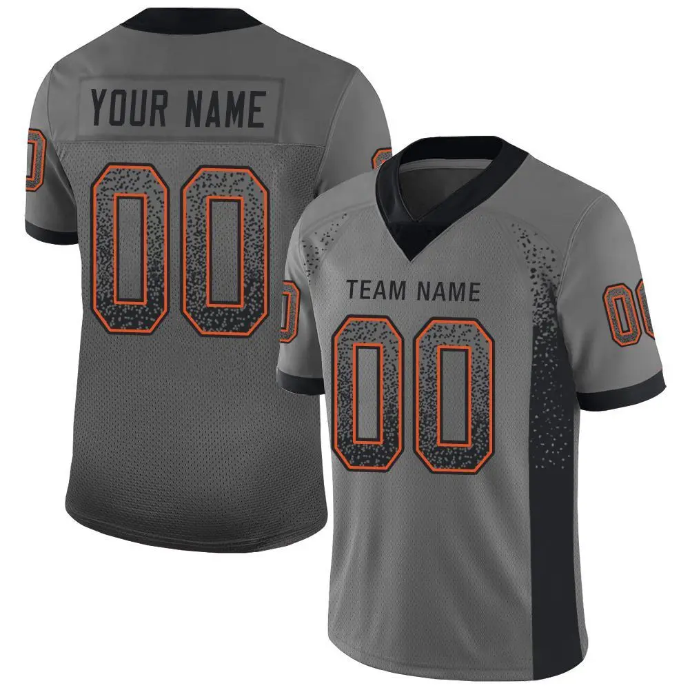 Gray Black-Orange Drift Fashion Mesh Football Jersey