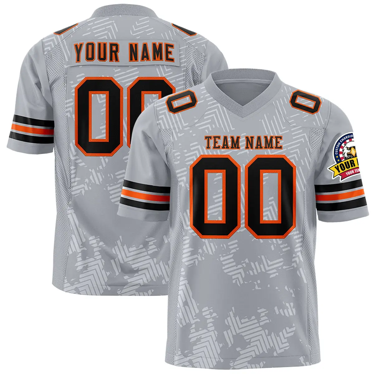 Gray Black-Orange Graffiti Line Authentic Football Jersey