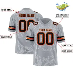Gray Black-Orange Graffiti Line Authentic Football Jersey 2