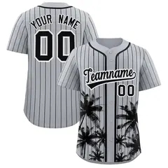 Gray Black Pinstripe Coconut Tree Authentic Baseball Jersey