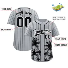 Gray Black Pinstripe Coconut Tree Authentic Baseball Jersey 2