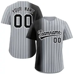 Gray Black Pinstripe Gradient Baseball Jersey