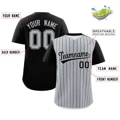 Gray Black Pinstripe Two-Tone Authentic Baseball Jersey 2