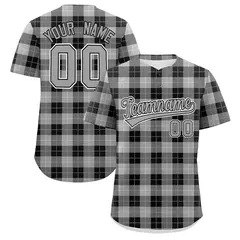 Gray Black Plaid Authentic Baseball Jersey