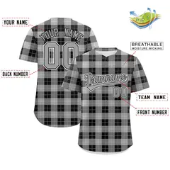 Gray Black Plaid Authentic Baseball Jersey 2