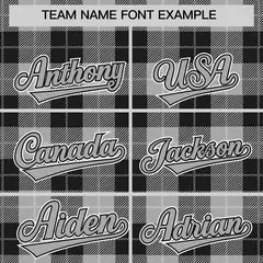 Gray Black Plaid Authentic Baseball Jersey 3