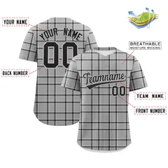 Gray Black Plaid Authentic Baseball Jersey 2