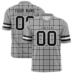 Gray Black Plaid Pattern Authentic Football Jersey
