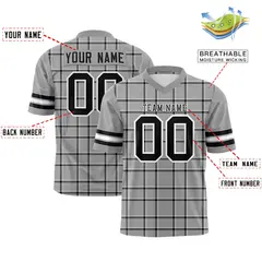 Gray Black Plaid Pattern Authentic Football Jersey 2