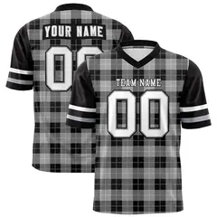 Gray Black Plaid Pattern Authentic Football Jersey 1