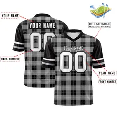 Gray Black Plaid Pattern Authentic Football Jersey 2