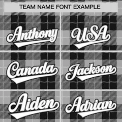 Gray Black Plaid Pattern Varsity Letterman Baseball Jacket 3