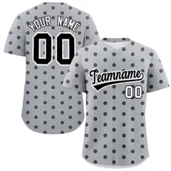 Gray Black Polka Dot Graffiti Authentic Baseball Jersey 1