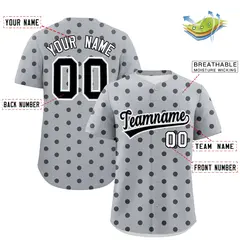 Gray Black Polka Dot Graffiti Authentic Baseball Jersey 2