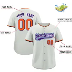 Gray Black Purple Baseball Jersey 2