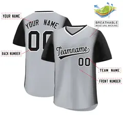Gray Black Raglan Pullover Authentic Baseball Jersey 2