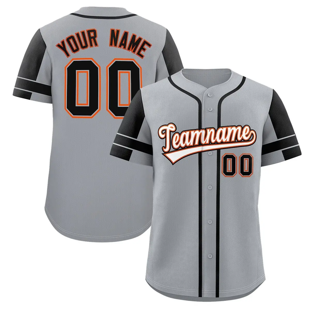 Gray Black Raglan Sleeves Authentic Baseball Jersey