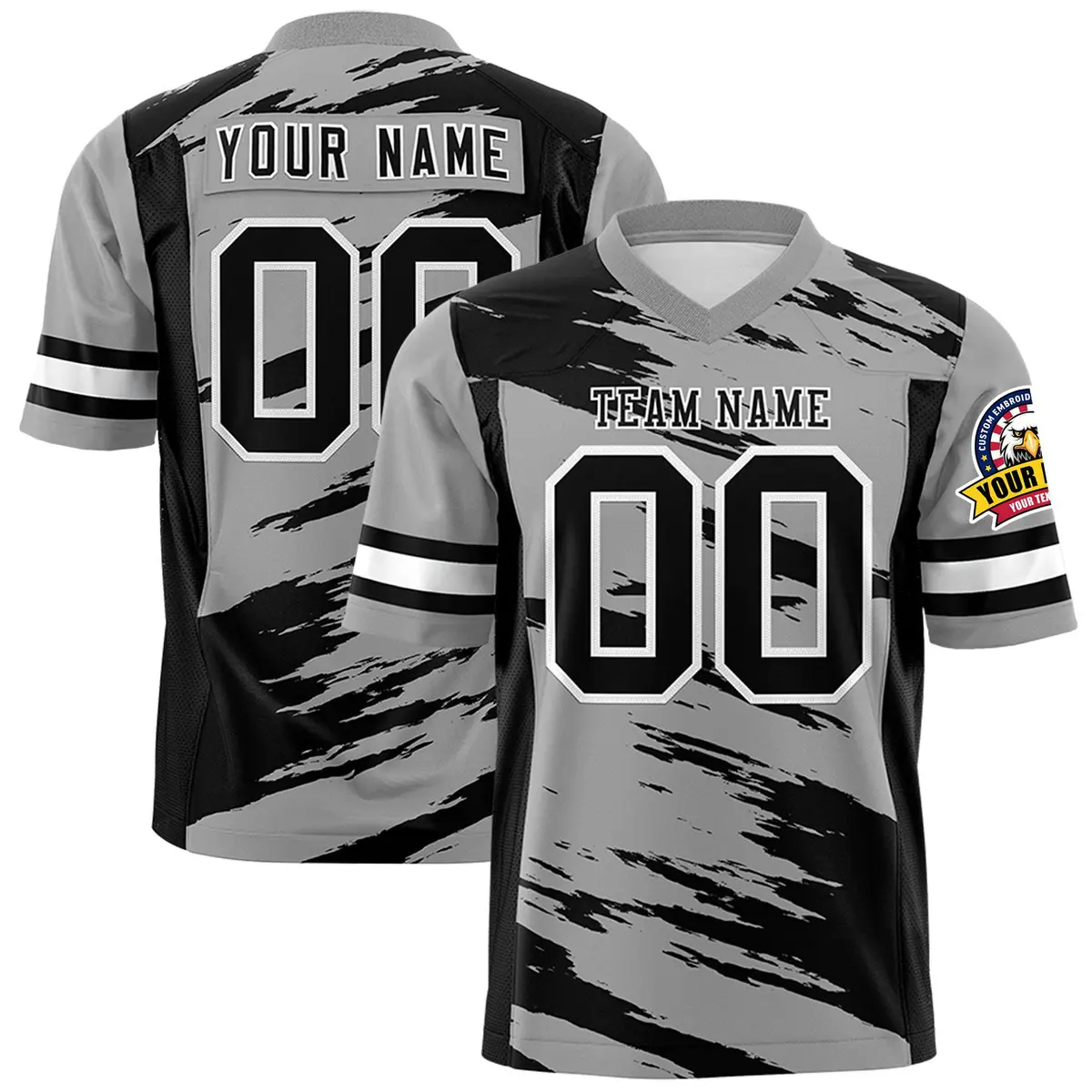 Gray Black Scratch Pattern Authentic Football Jersey