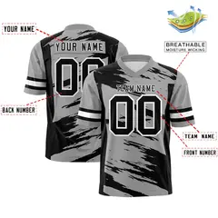 Gray Black Scratch Pattern Authentic Football Jersey 2