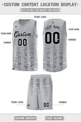Gray Black Scratches Pattern Basketball Jersey 2