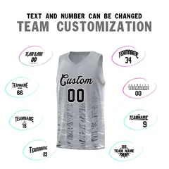 Gray Black Scratches Pattern Basketball Jersey 3