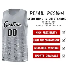 Gray Black Scratches Pattern Basketball Jersey 4