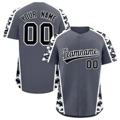 Gray Black Side Camo Baseball Jersey 1
