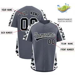 Gray Black Side Camo Baseball Jersey 2