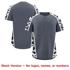 Gray Black Side Camo Baseball Jersey 7