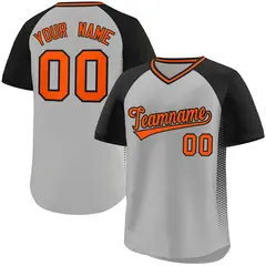 Gray Black Side Spot Raglan Pullover Baseball Jersey 1