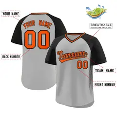 Gray Black Side Spot Raglan Pullover Baseball Jersey 2