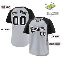 Gray Black Side Spot Raglan Pullover Baseball Jersey 2