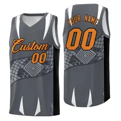 Gray Black Snake Scale Venomous Fang Graffiti Basketball Jersey 1