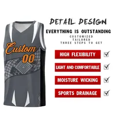 Gray Black Snake Scale Venomous Fang Graffiti Basketball Jersey 2