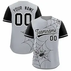 Gray Black Spider Web Raglan Authentic Baseball Jersey