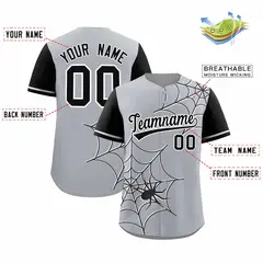 Gray Black Spider Web Raglan Authentic Baseball Jersey 2