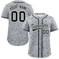 Gray Black Star Graffiti Pattern Authentic Baseball Jersey