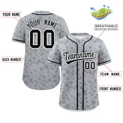 Gray Black Star Graffiti Pattern Authentic Baseball Jersey 2