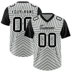 Gray Black Star Pattern Raglan Football Jersey 1