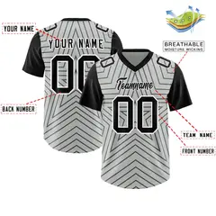 Gray Black Star Pattern Raglan Football Jersey 2