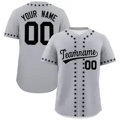Gray Black Star Ribbing Authentic Baseball Jersey 1