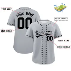 Gray Black Star Ribbing Authentic Baseball Jersey 2