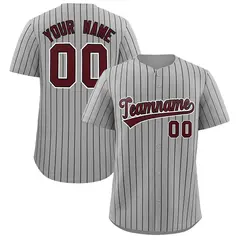 Gray Black Stripe Authentic Fashion Baseball Jersey 1