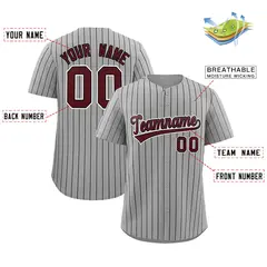Gray Black Stripe Authentic Fashion Baseball Jersey 2