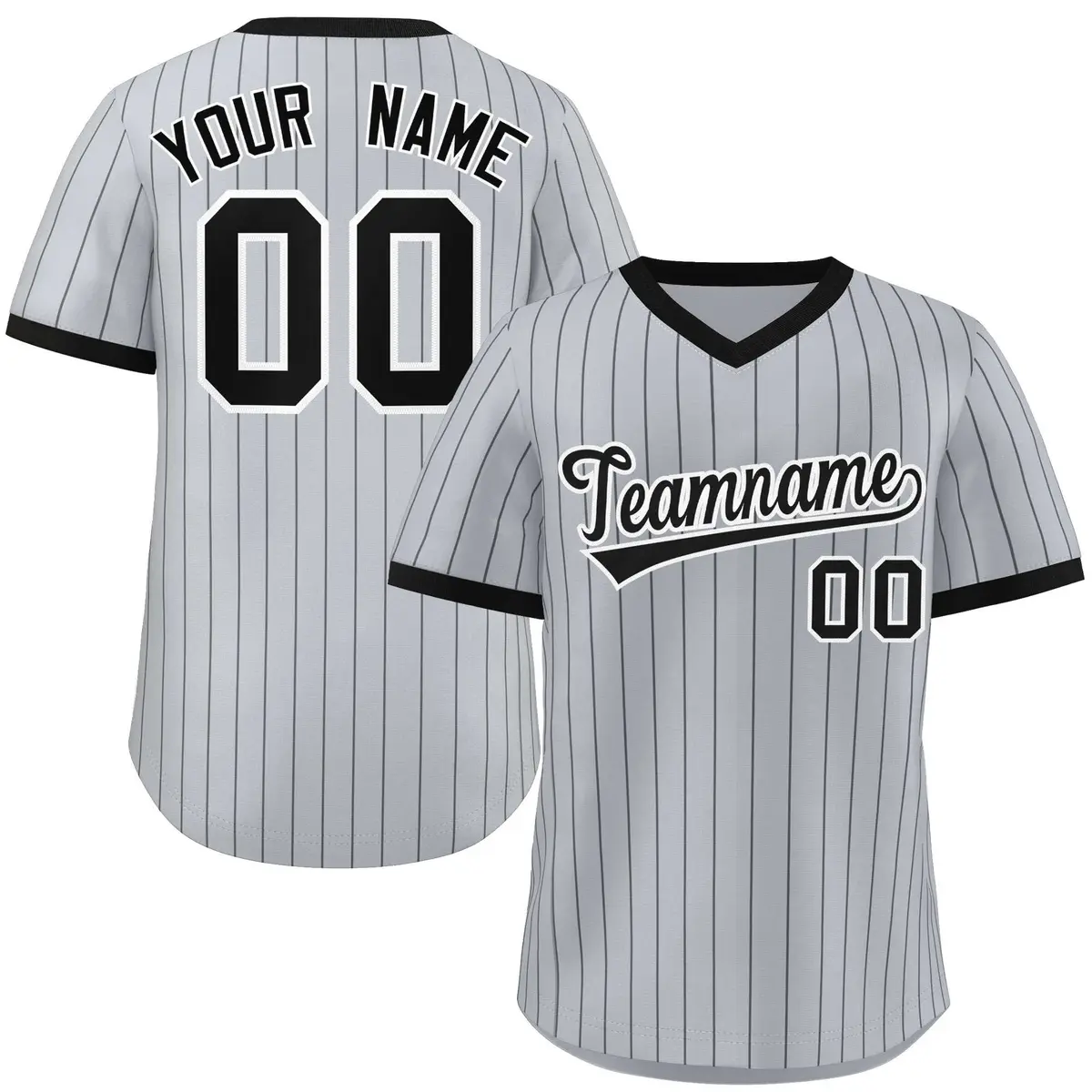 Gray Black Stripe Authentic Pullover Baseball Jersey