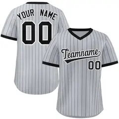Gray Black Stripe Authentic Pullover Baseball Jersey 1