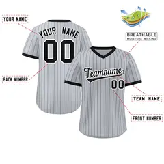Gray Black Stripe Authentic Pullover Baseball Jersey 2