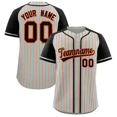 Gray Black Stripe Raglan Authentic Baseball Jersey